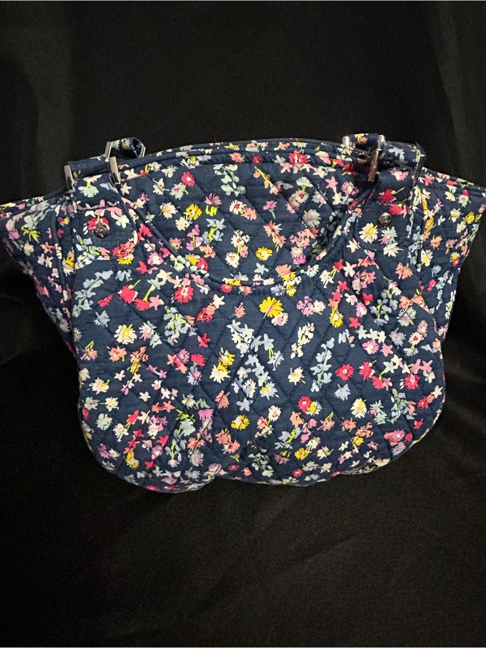 Vera Bradley Floral Quilted Navy Tote Bag Women's Shoulder Bag